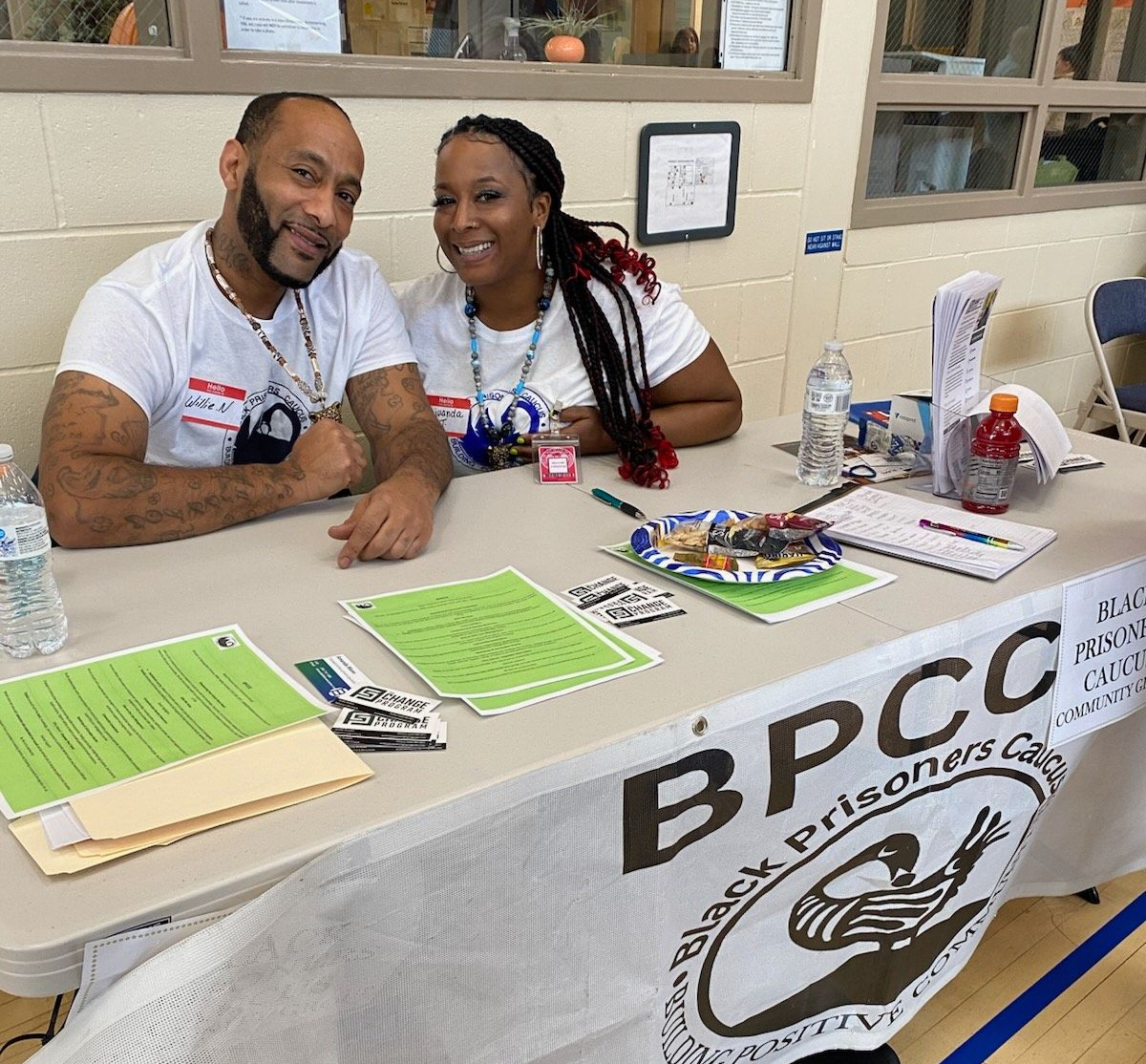 Two people at a table, 