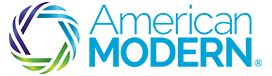 The logo for american modern is blue and green