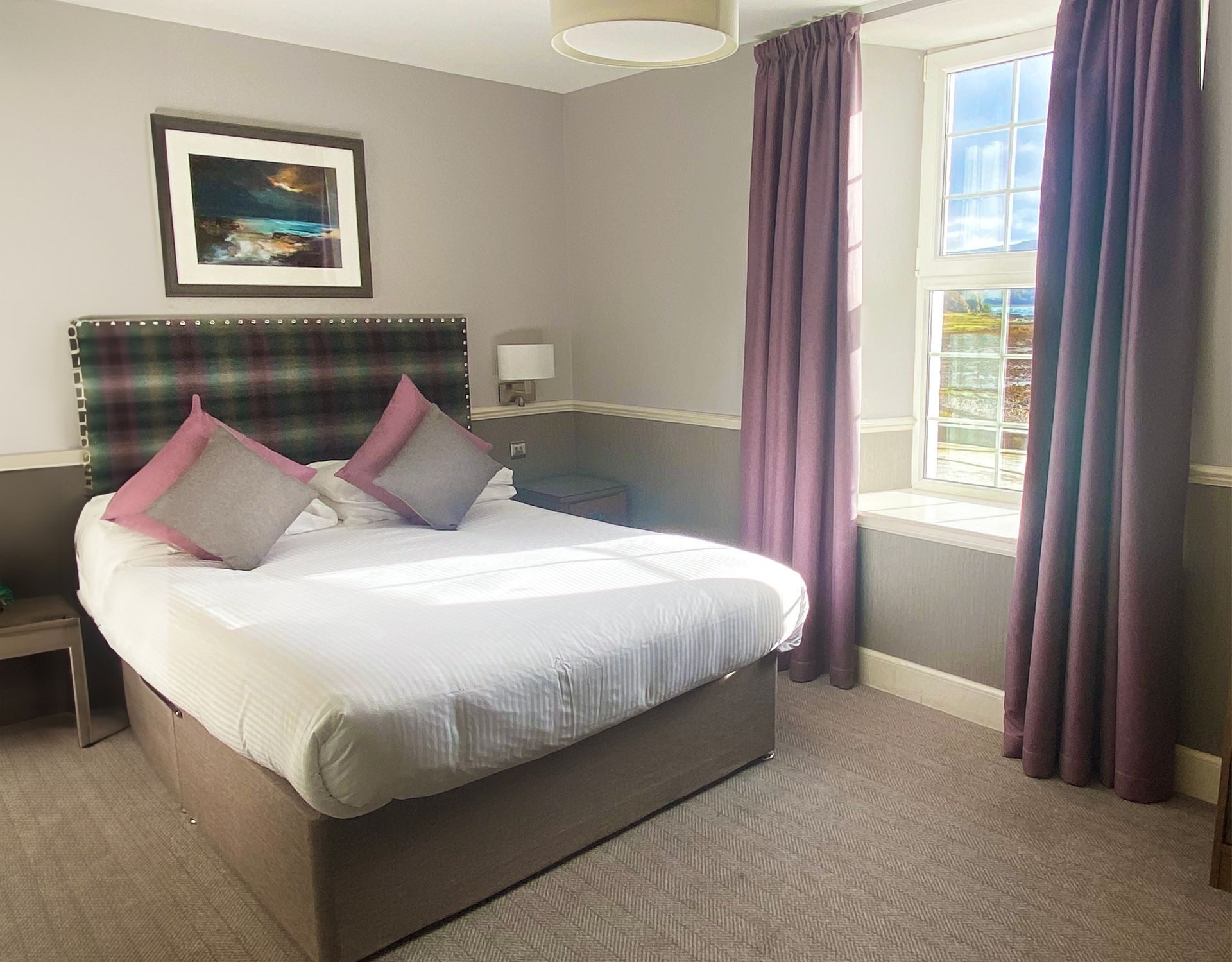 Double sea view room at Balmacara Hotel at the Highlands in Scotland