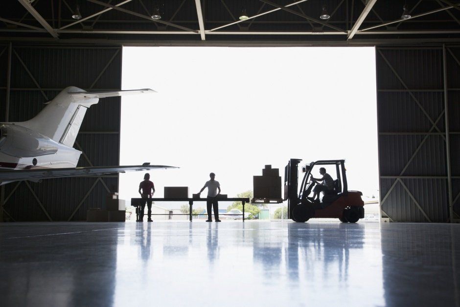 AOG Aircraft on Ground Delivery in a hangar