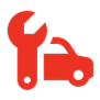 Red wrench and car icon, indicating a need for vehicle service.