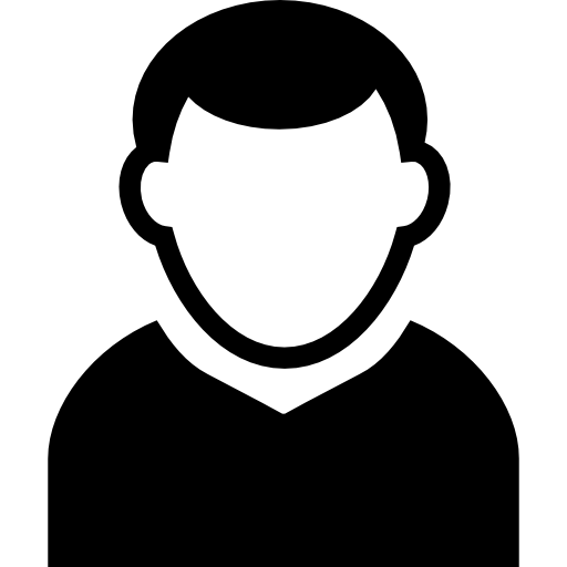 Black and white silhouette of a person; head, shoulders, and part of chest.
