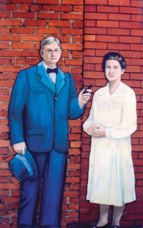 A painting of a man and woman standing next to each other