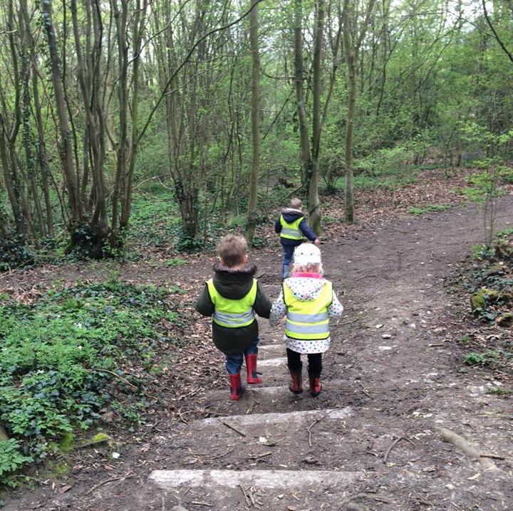 walking and exploring forest school