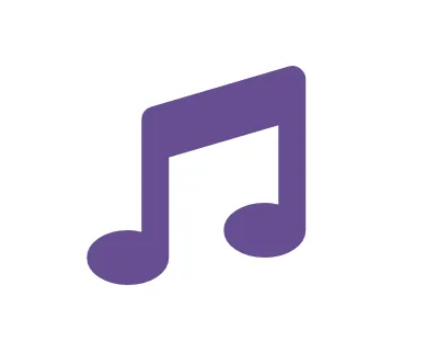 Purple musical note icon.