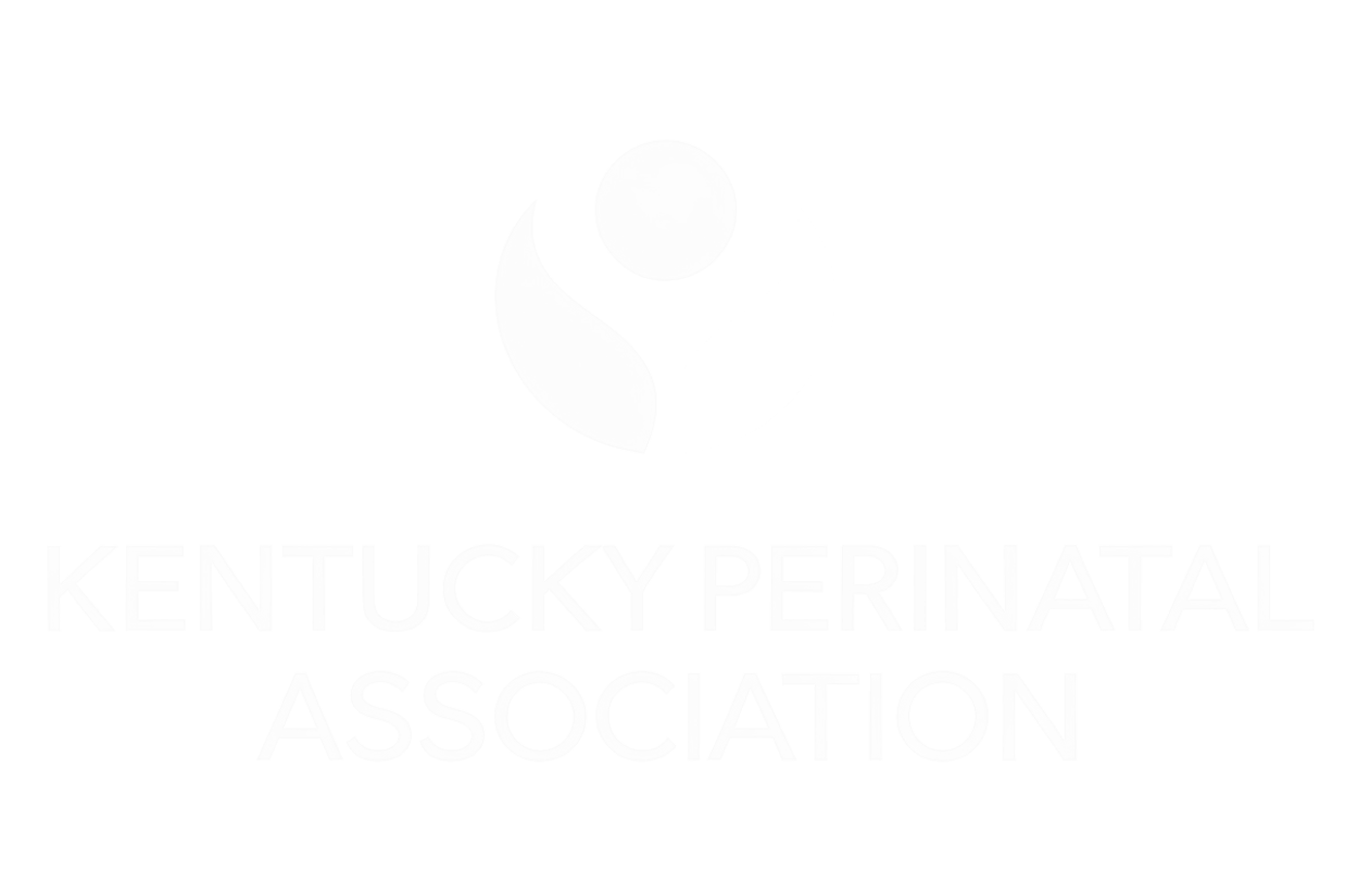 Kentucky Perinatal Association logo. White fetus shape above white text.