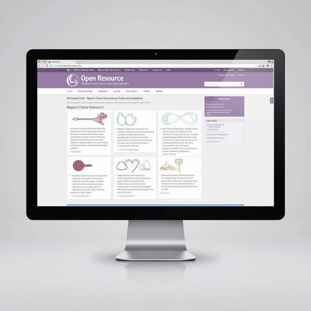 A computer displaying a webpage with a purple header and illustrated content sections.