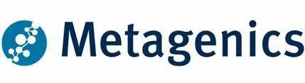 Metagenics logo with blue icon and navy text