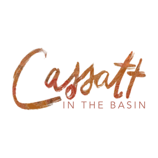 Cassatt in the Basin logo. Text in reddish-brown brushstrokes. 