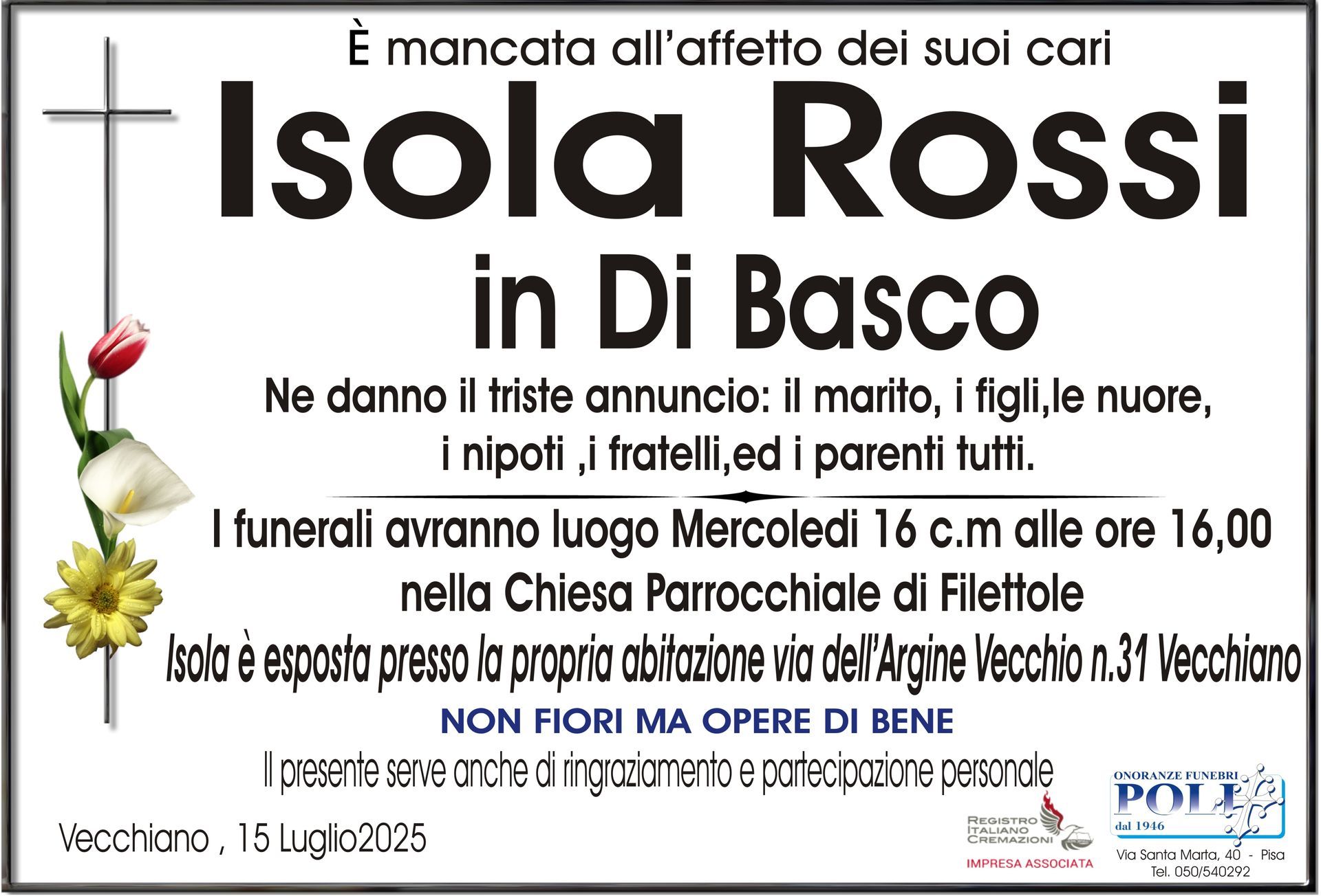 necrologio ISOLA ROSSI 