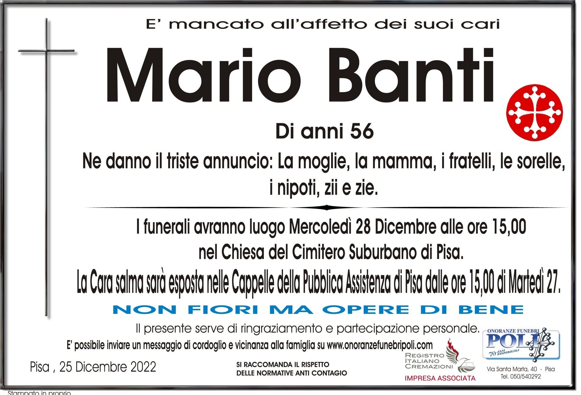 necrologio Mario Banti