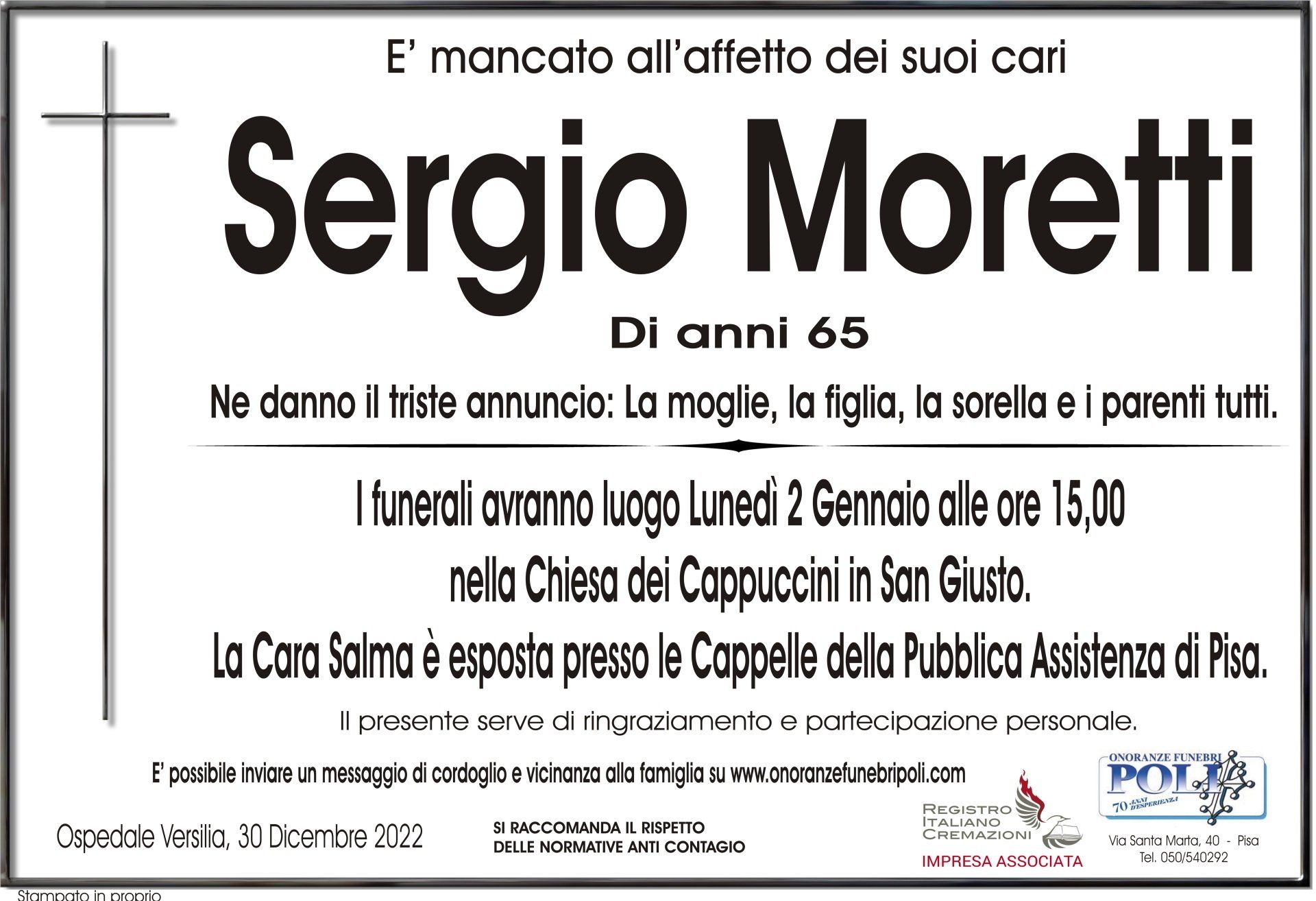 necrologio Sergio Moretti