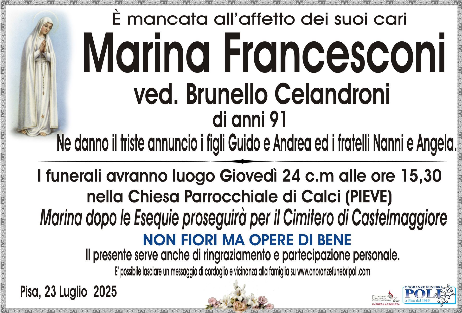 necrologio MARINA FRANCESCONI 