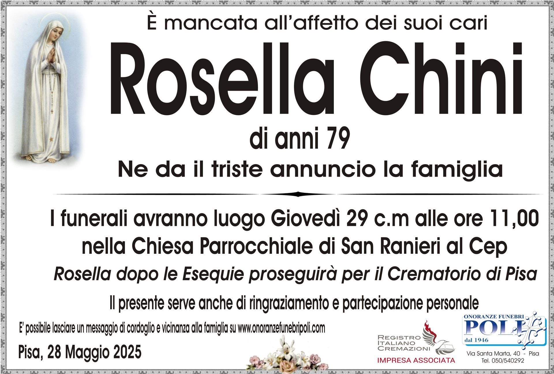 necrologio ROSELLA CHINI