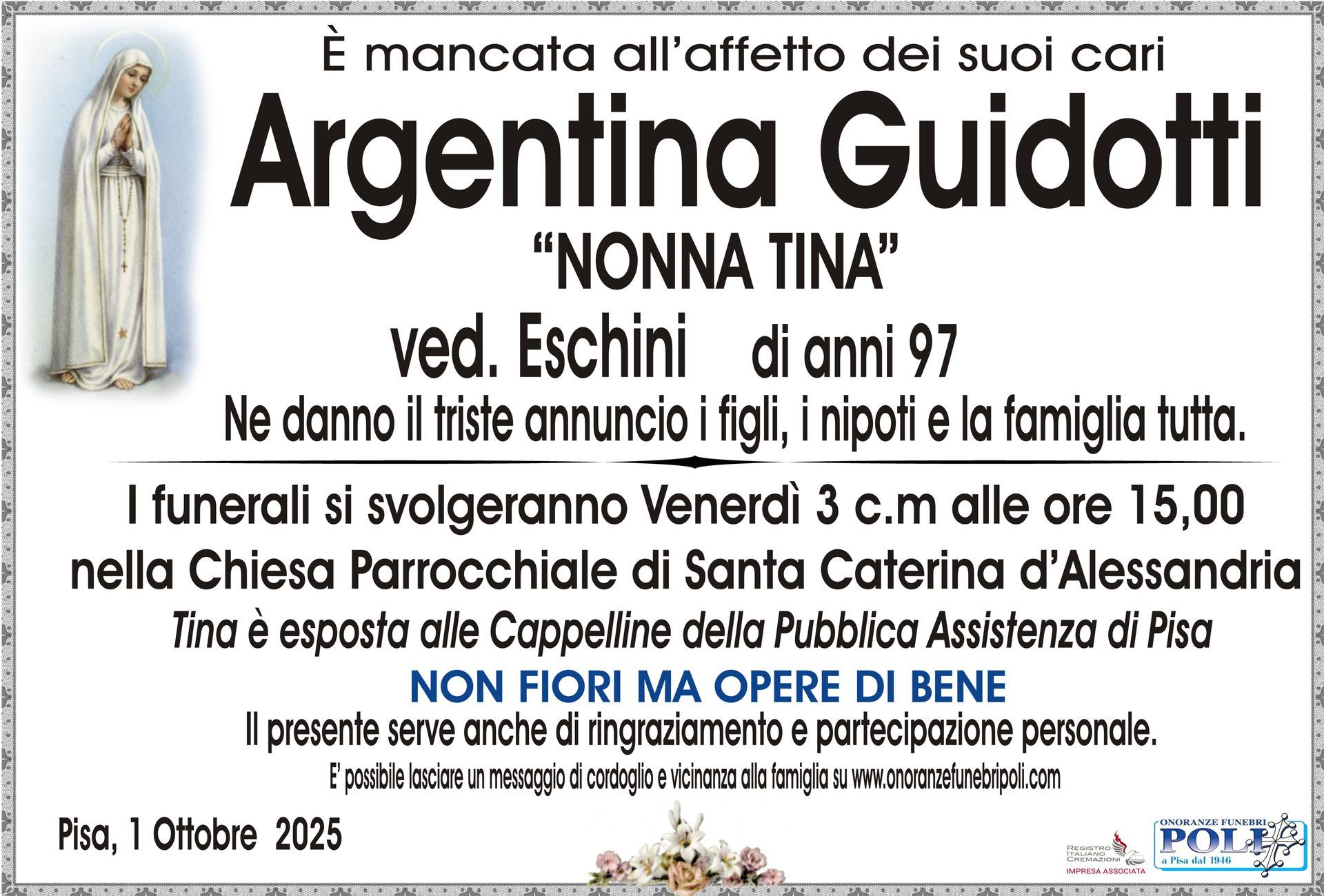 necrologio ARGENTINA GUIDOTTI