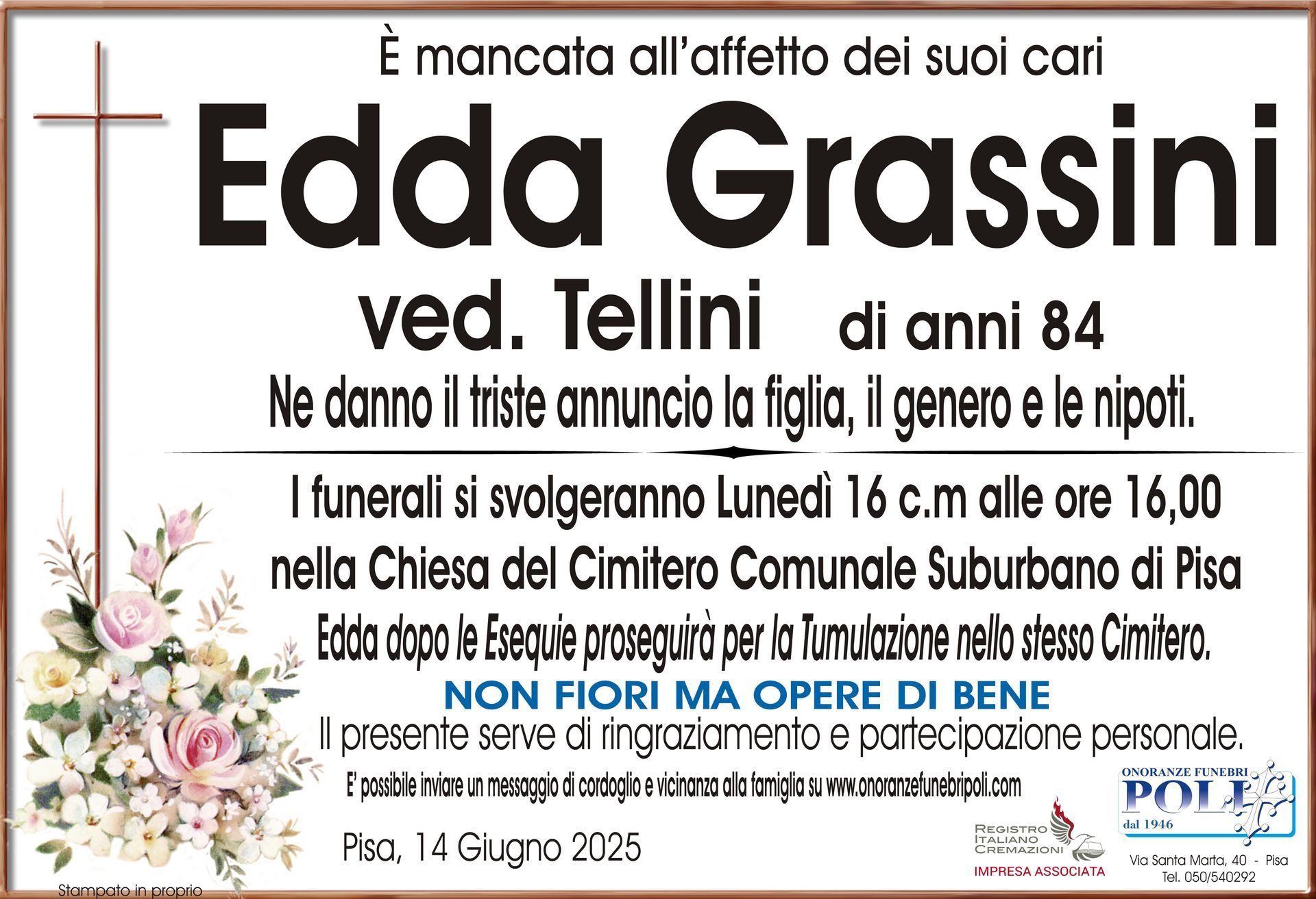 necrologio EDDA GRASSINI
