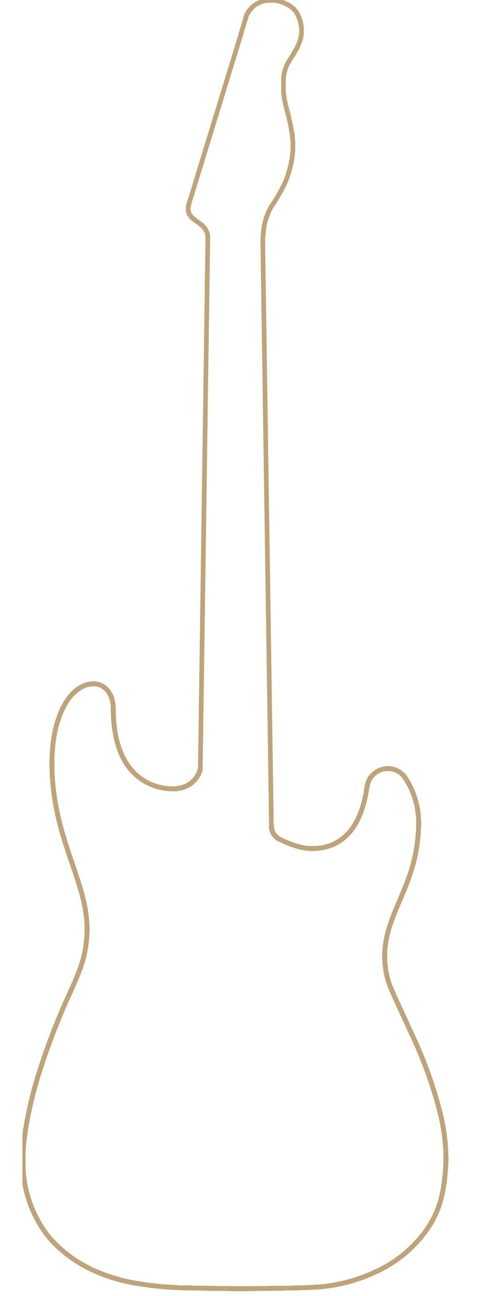 Un dessin d'une guitare électrique sur fond blanc.