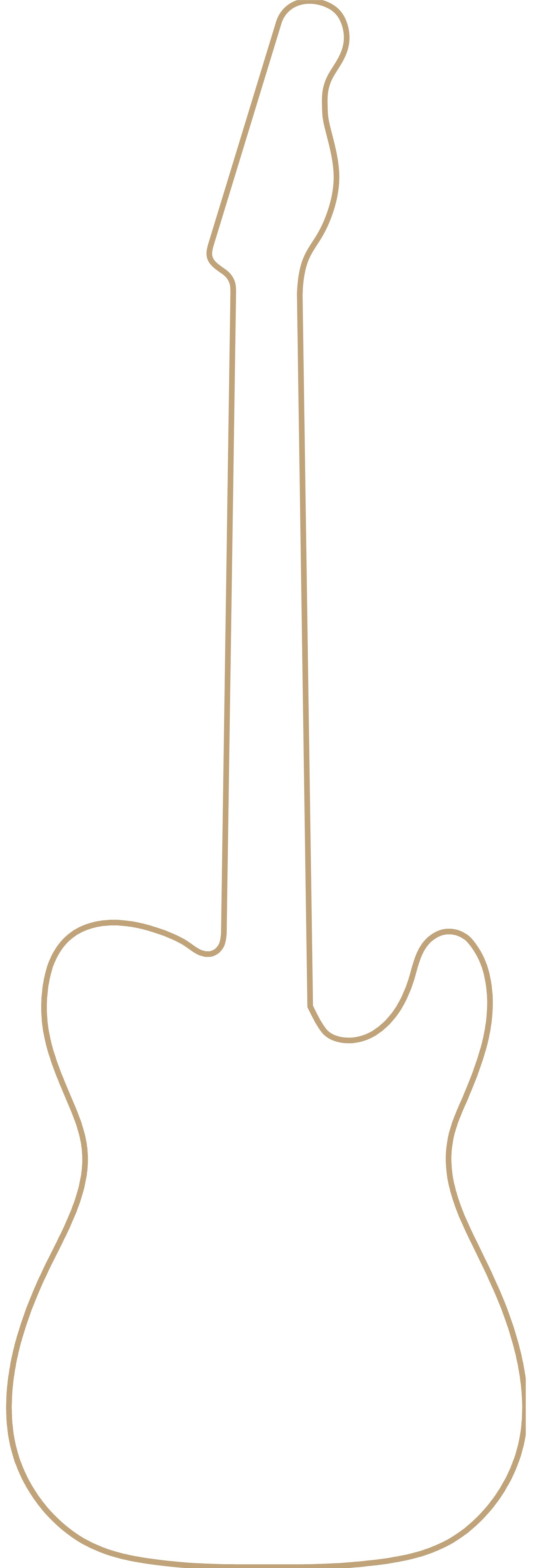 Une silhouette d'une guitare électrique sur fond blanc.