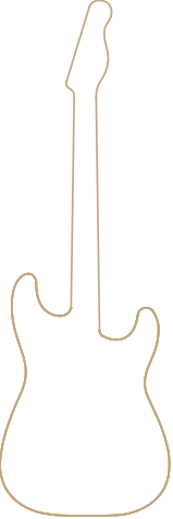 Un dessin d'une guitare électrique sur fond blanc.