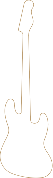 Un dessin d'une guitare électrique sur fond blanc.
