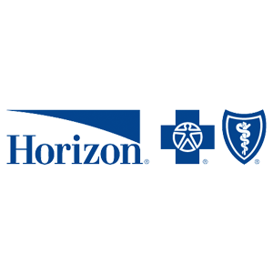 The horizon logo is blue and white with a medical cross and shield.