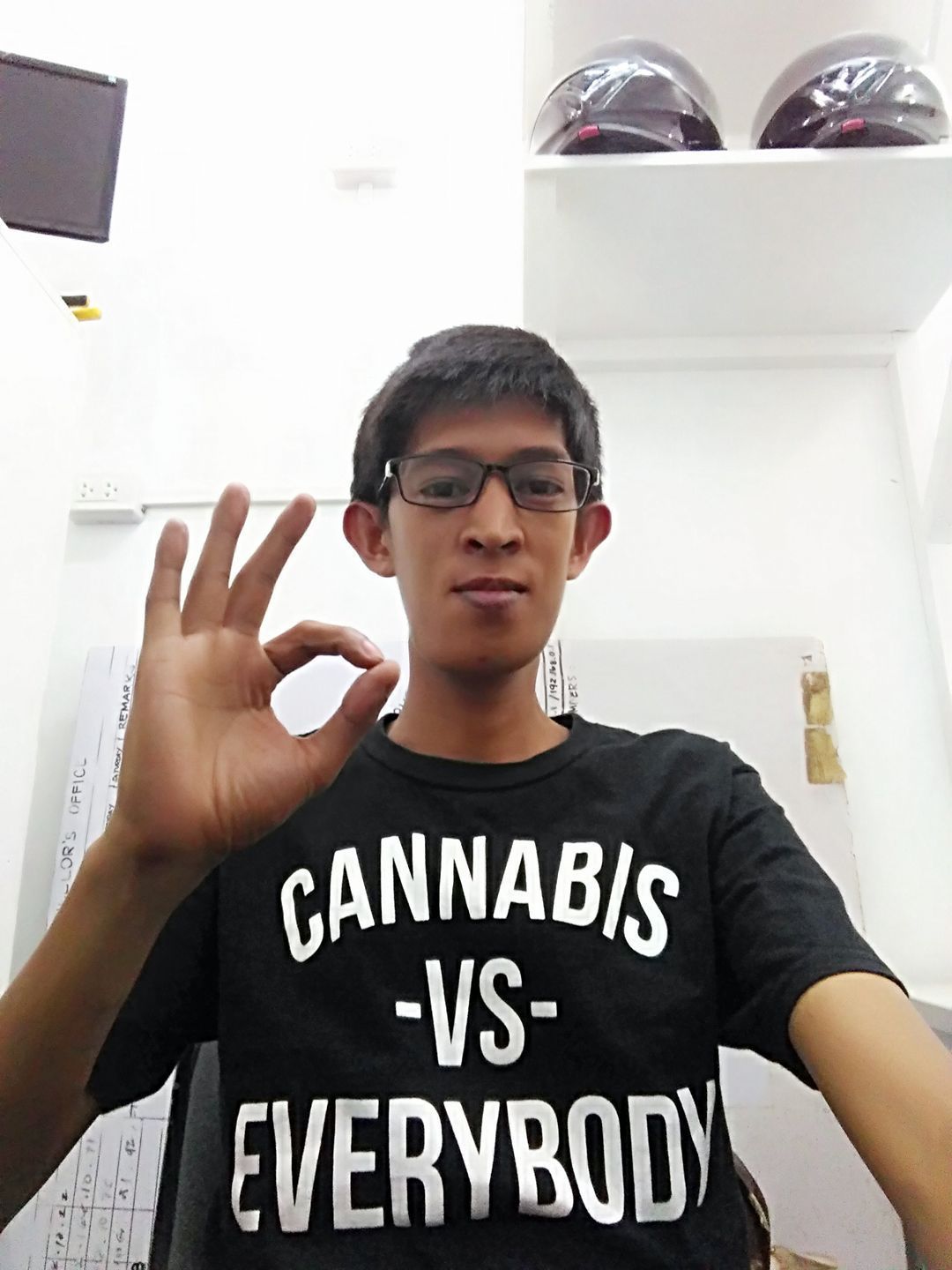 Man in glasses gives the