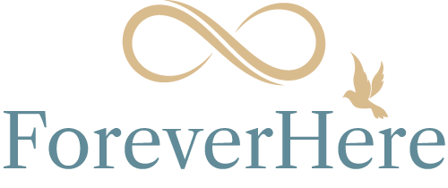 Logo with an infinity symbol, dove, and text