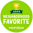 A green circle with the words `` neighborhood favorite '' on it.