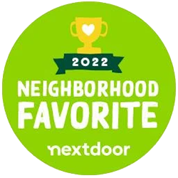 A green circle with the words `` neighborhood favorite '' on it.