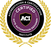 Accreditation certification institute logo, certified gate automation designer