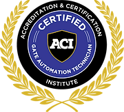 Accreditation certification institute logo, certified gate automation technician