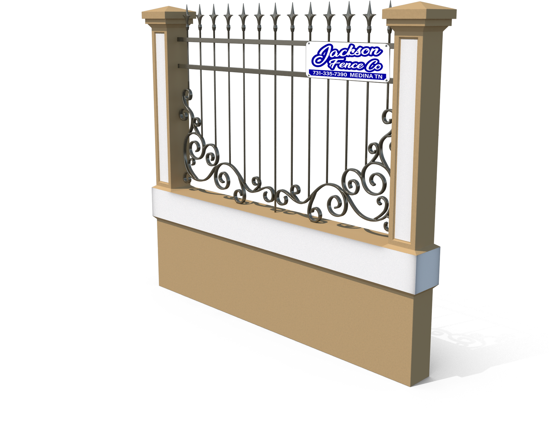 A 3d model of a wrought iron fence