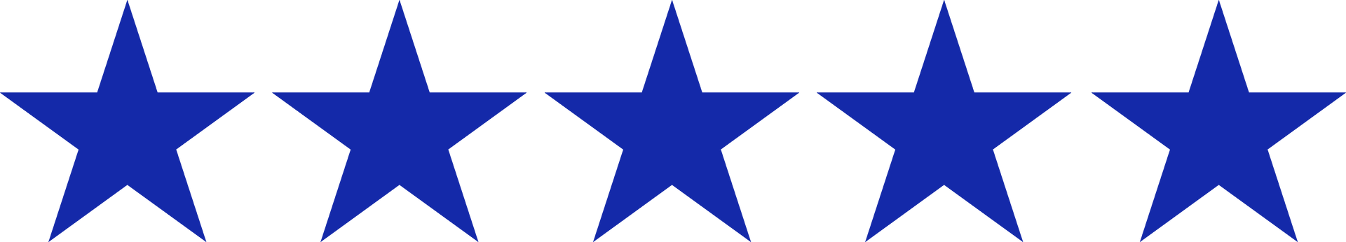 A row of yellow stars on a white background.