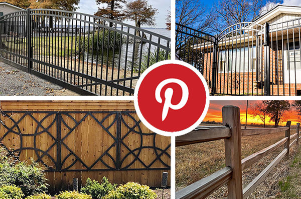 A collage of pictures of fences and a pinterest logo.