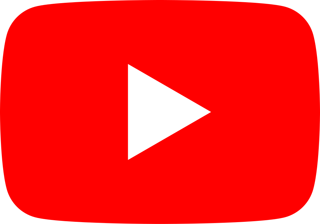 A red youtube logo with a white play button on a white background.