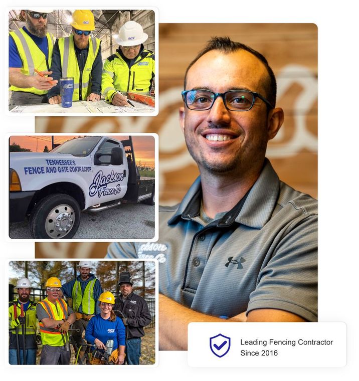 A man wearing glasses is standing in front of a truck.