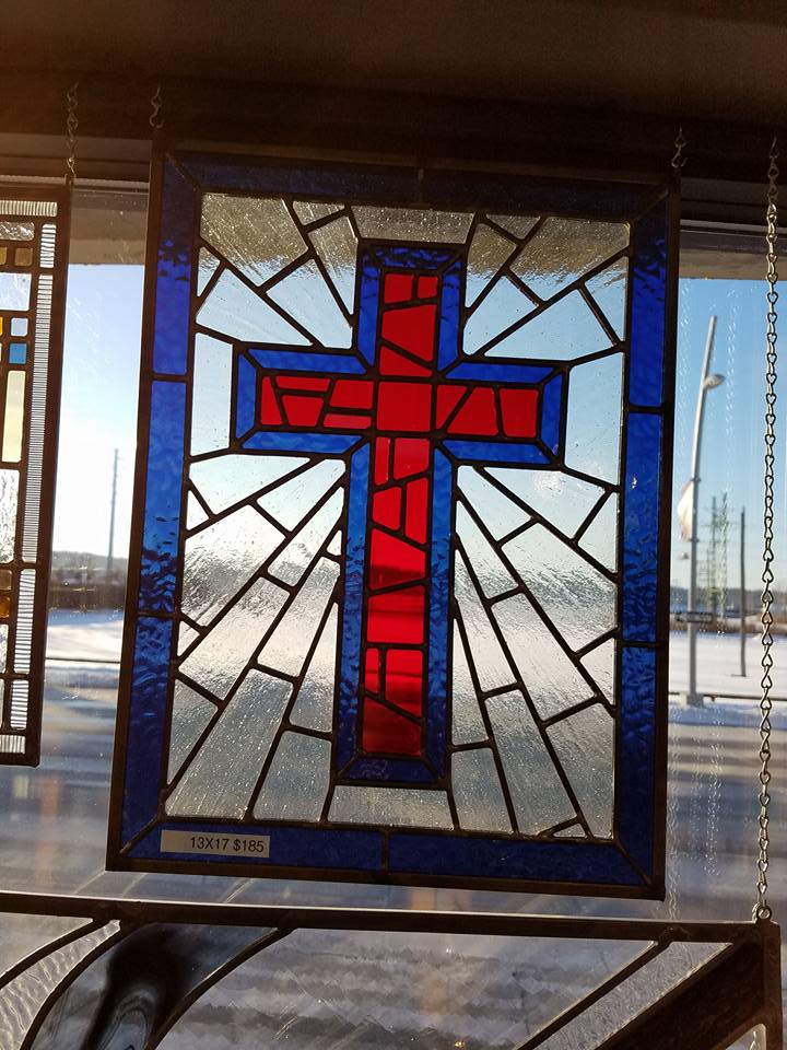 Stained Glass with Cross Design — Bettendorf, Iowa — The Glass Blast