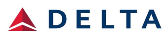 A delta logo with a red triangle on a white background