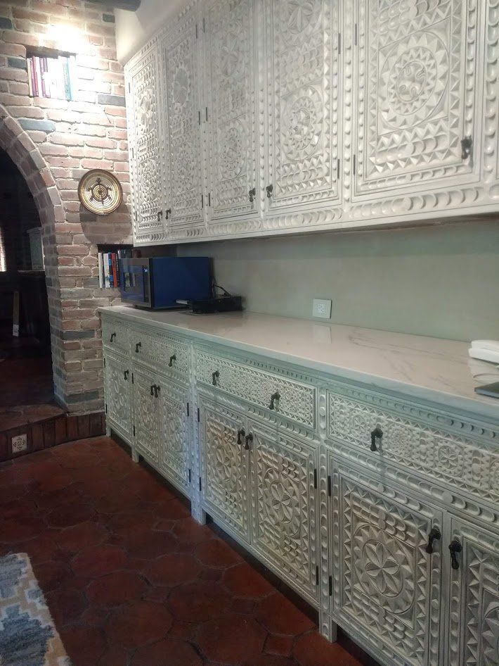 Picture of Carved Kitchen Cabinets, Refacing Cabinets, Santa Barbara, CA Santa Fe, NM