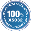 100% FINANCIAL PROTECTION Blue circle,