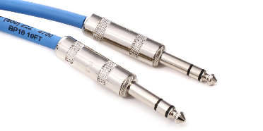 A pair of blue cables with silver connectors on a white background