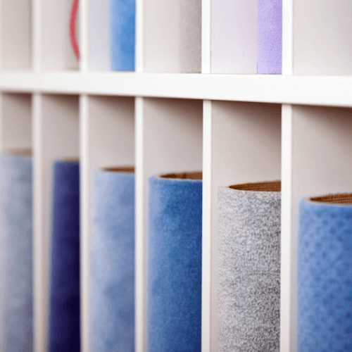 range of carpets in showroom