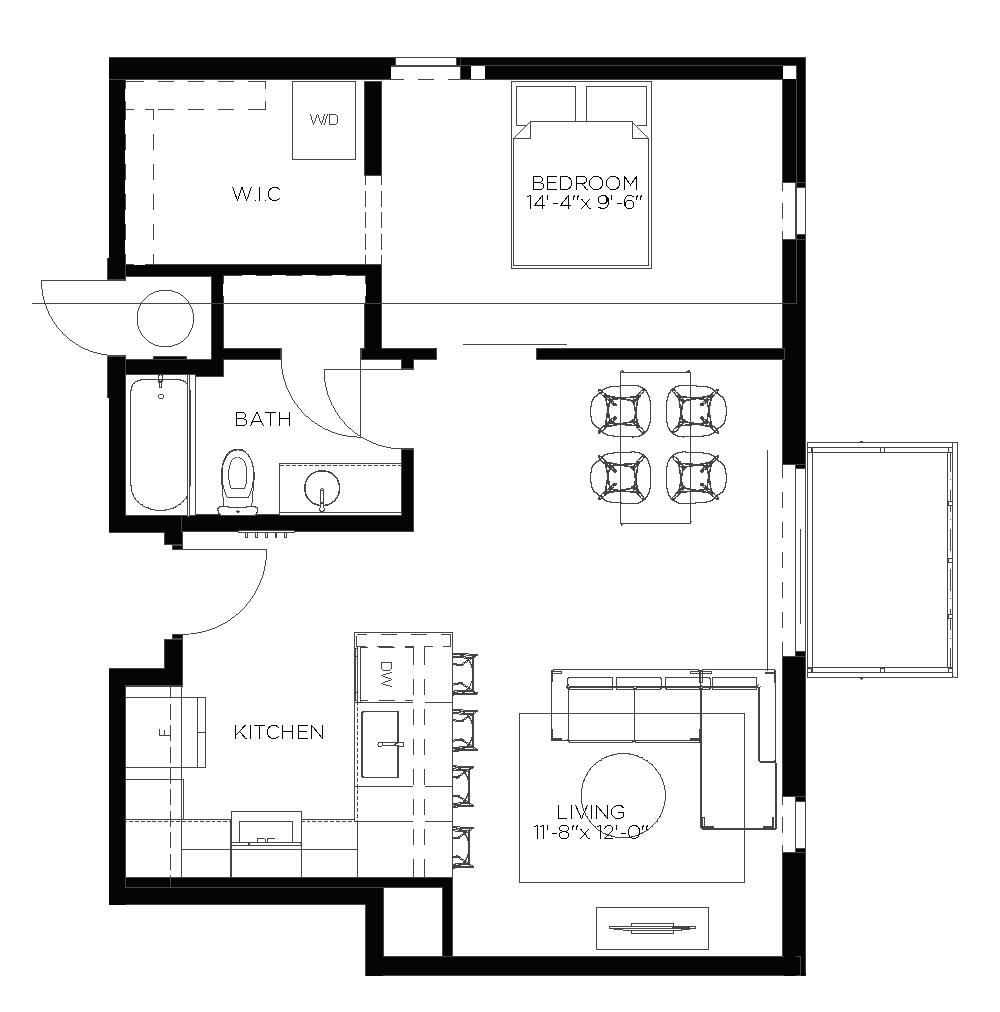 1 BEDROOM 2 : 1 BATH
