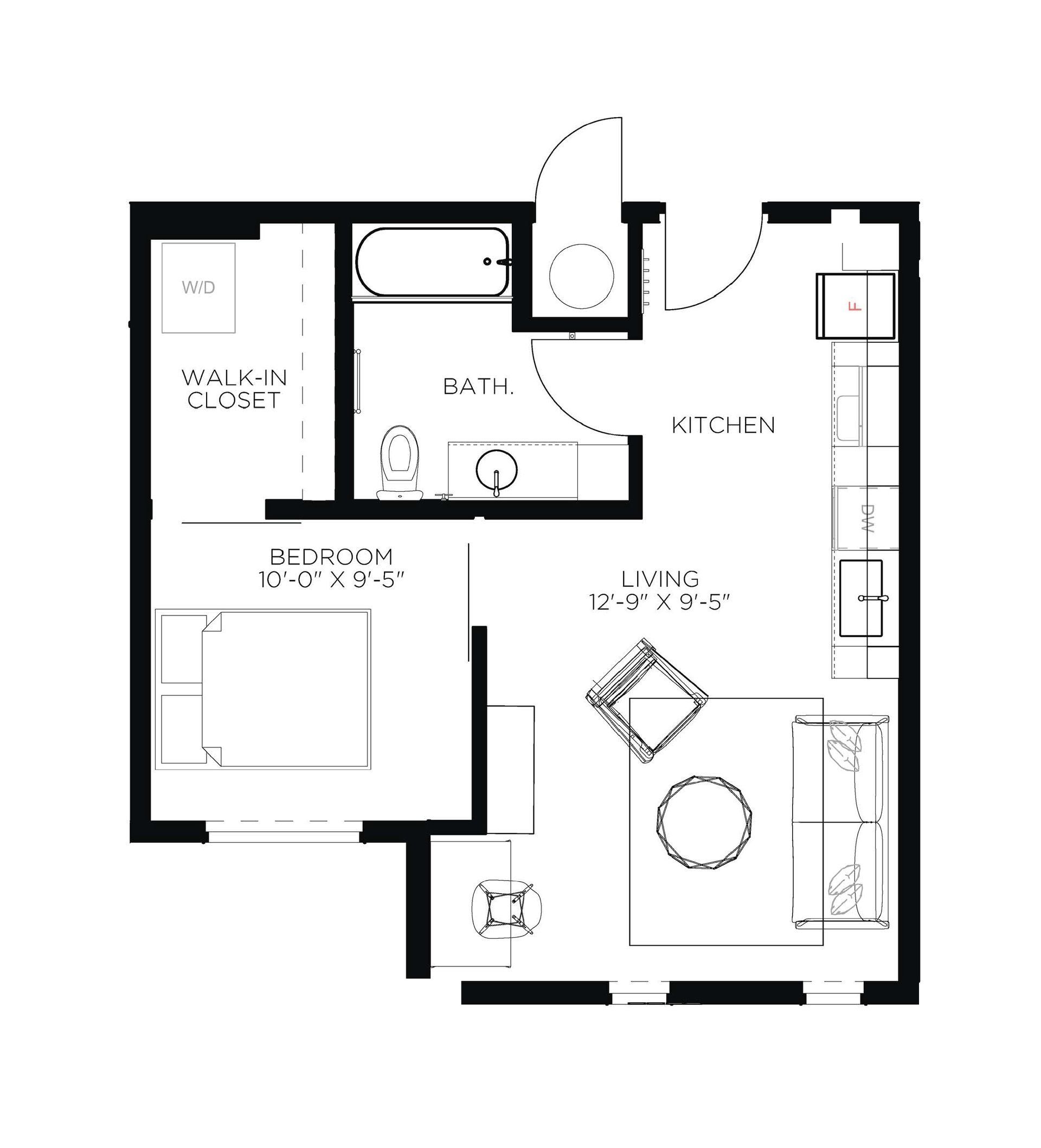 North Side Yard One Bedroom A15 Floor Plan