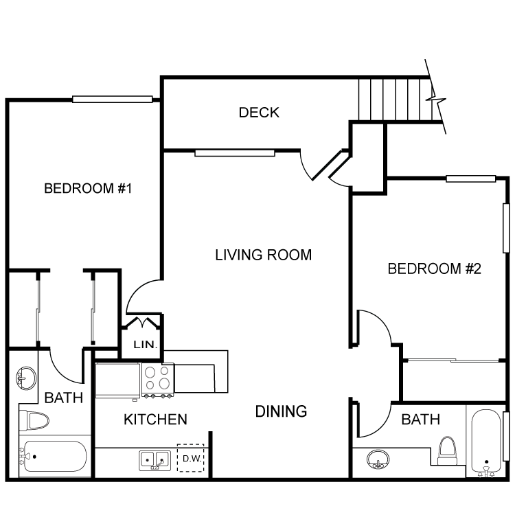 2 bedroom 2 bathroom floor plan; plan C