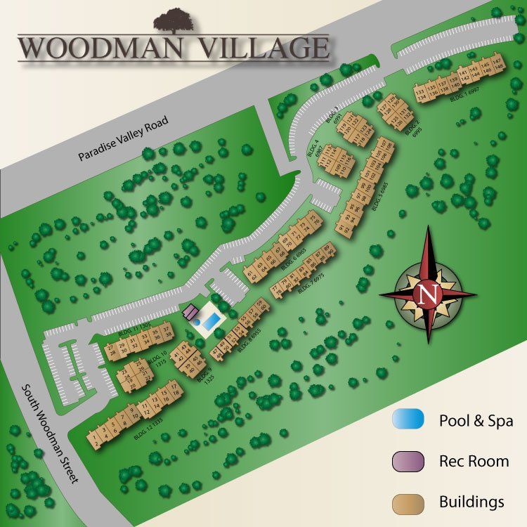 Site map for Woodman Village