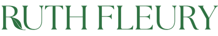 The word ruth fleury is written in green letters on a white background.