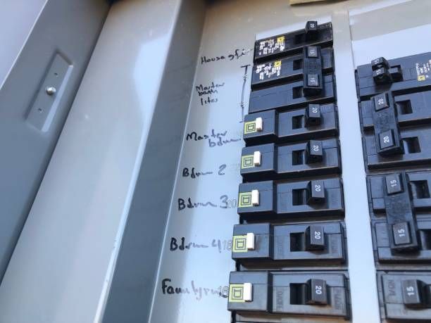 A close up of a electrical panel with the number 7 on it