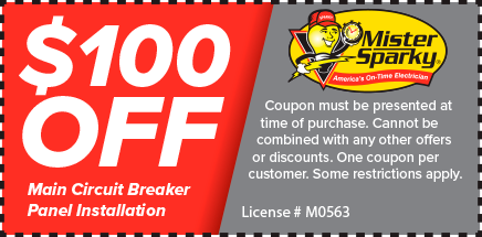 mister sparky coupon $100 off main circuit breaker panel installation