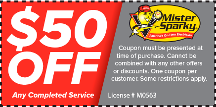 mister sparky coupon that says $ 50 off